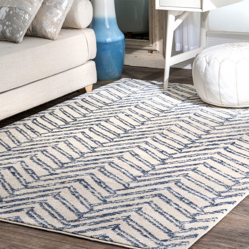 Breakwater Bay Lorelai Geometric Blue Area Rug & Reviews Wayfair